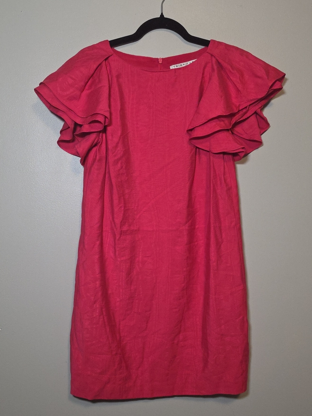 Trina Turk Hot Pink Ruffle Sleeve Shift Dress